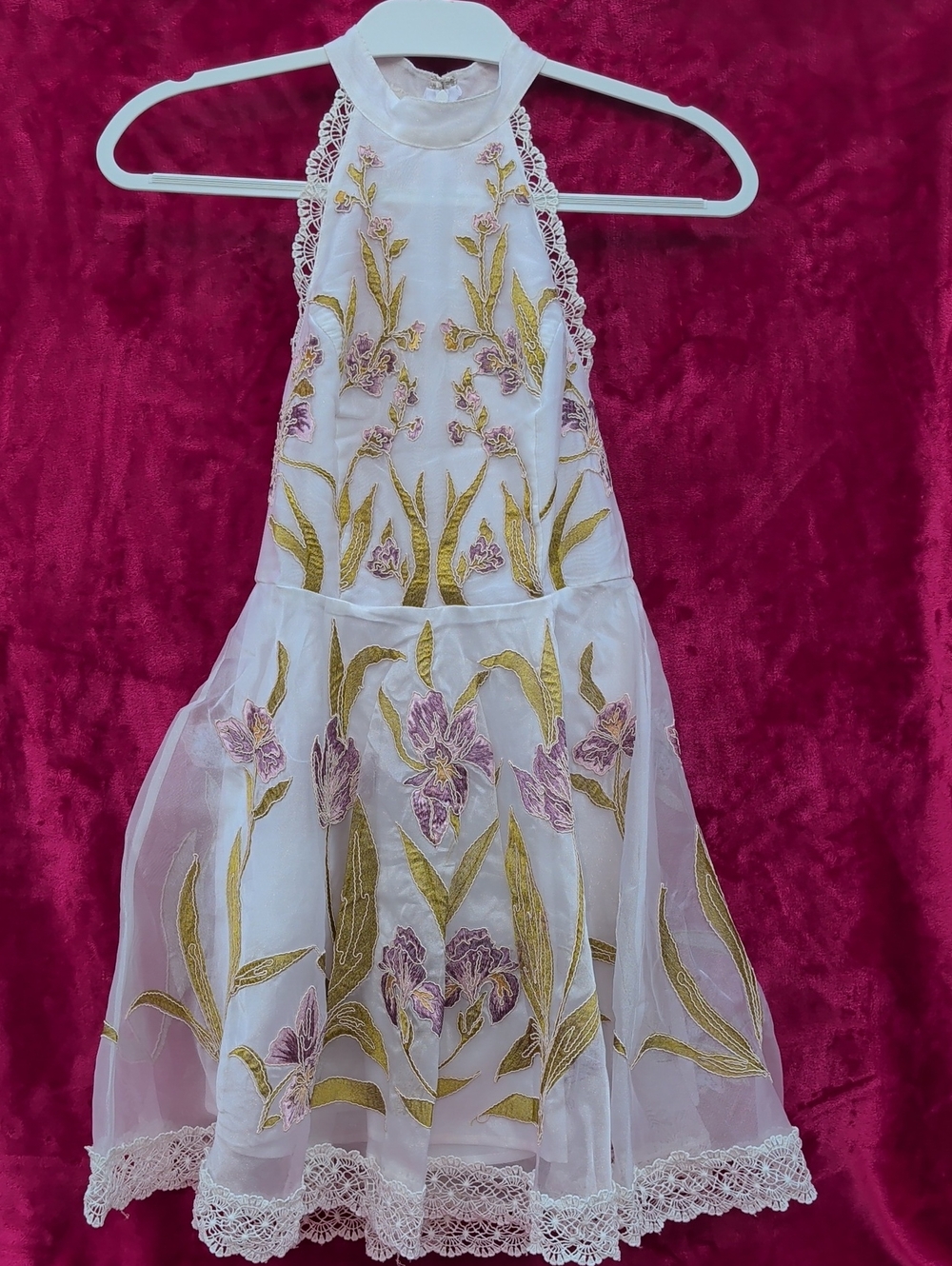 ASOS White Dress with Pink & Gold Embroidery